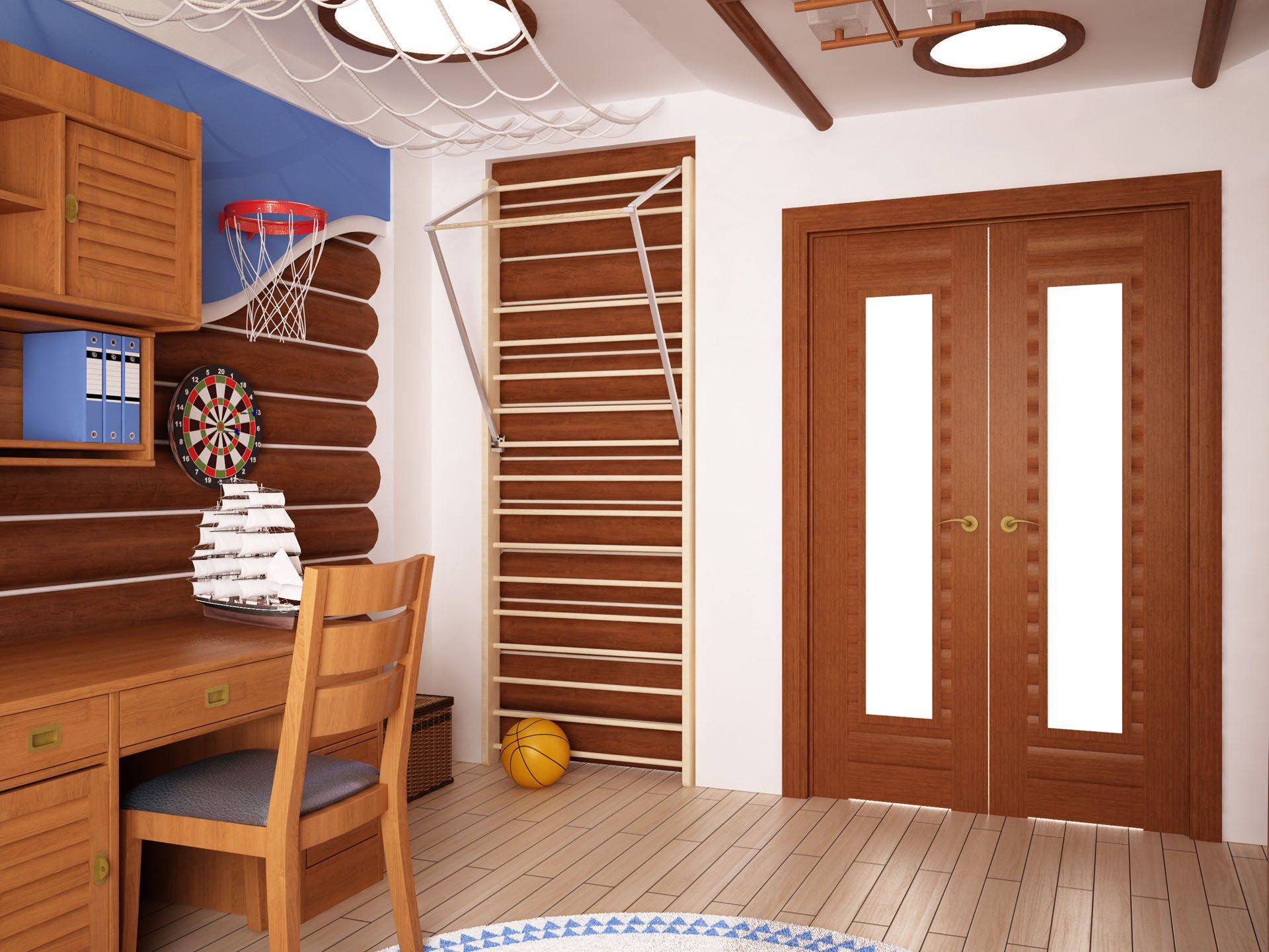 Комната для мальчика в деревянном доме