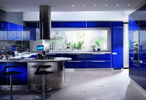 Современная синяя кухня