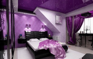 Фиолетовая спальня дизайн