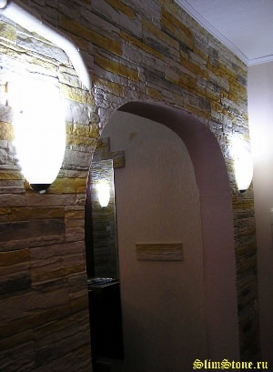 Отделка арки декоративным камнем в квартире