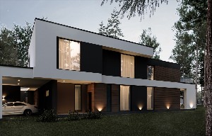 Дизайн фасада дома с плоской крышей