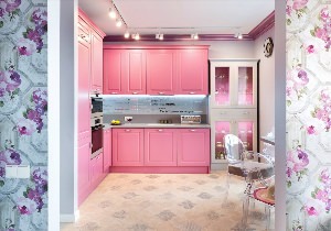 Розовая кухня дизайн