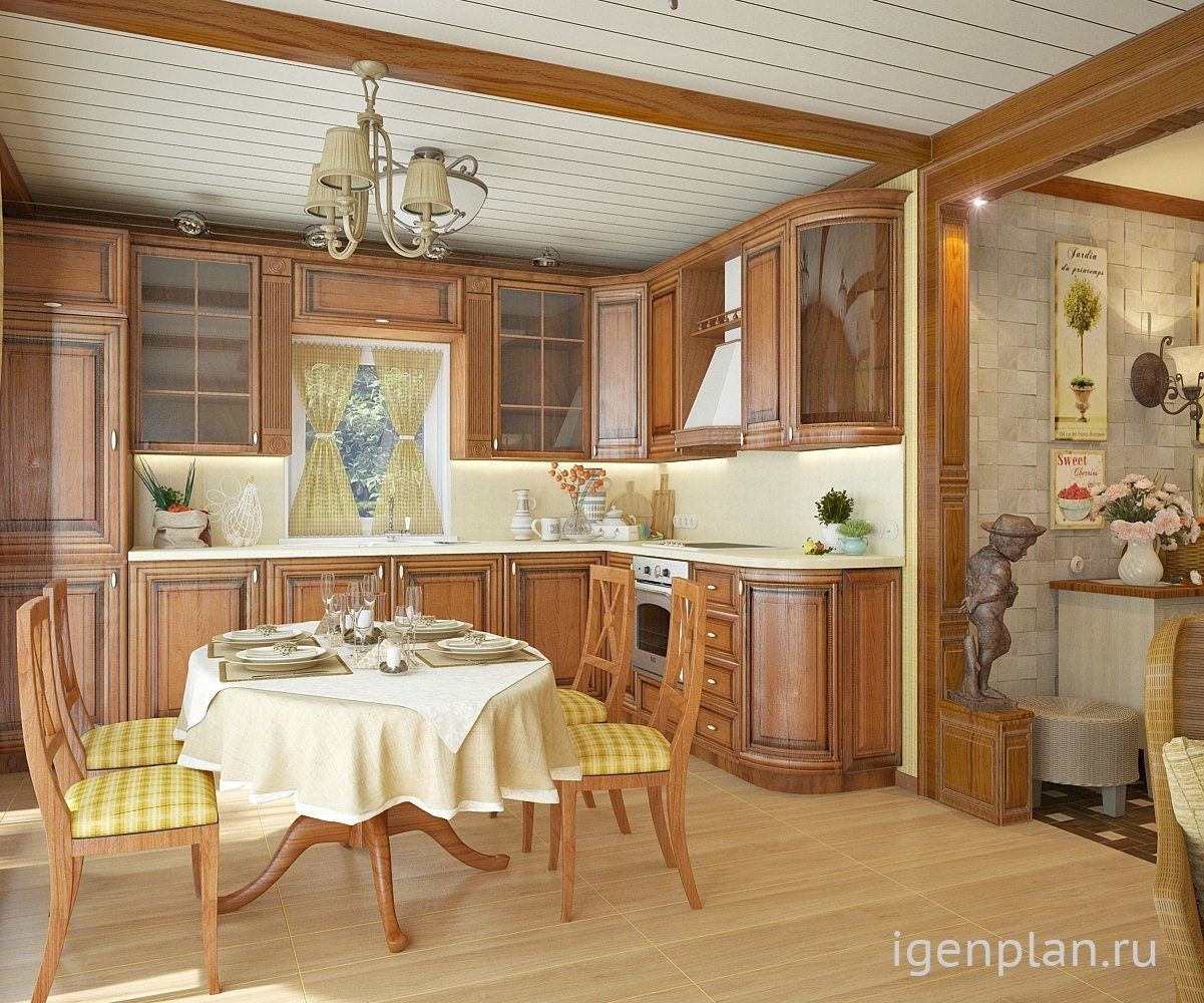 Кухня в стиле Прованс в деревянном доме