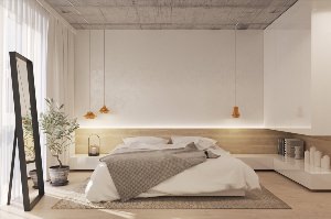Стиль минимализм в интерьере спальни