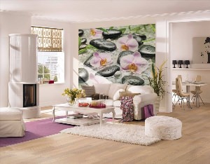 Фреска с цветами в гостиной