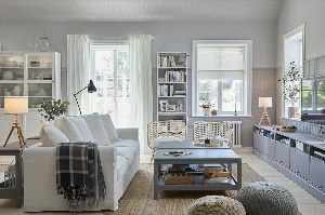 Белая мебель икеа в интерьере гостиной