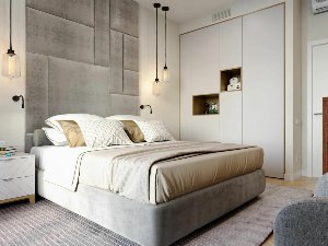 Бежевая спальня в современном стиле