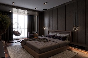 Дизайн спальни в темных тонах