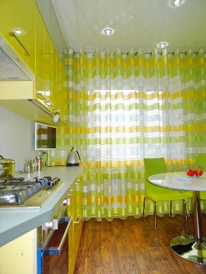Шторы кухня желто зеленая