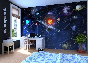 Космическом стиле комната космос