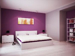 Дизайн стен в спальне краской