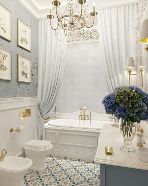 Маленькая ванная комната в стиле Прованс