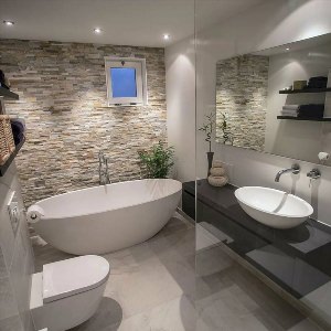 Дизайн ванной комнаты под камень