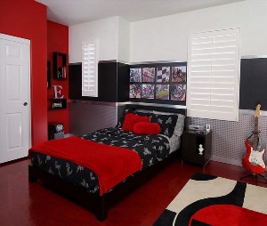 Черно красная комната для подростка