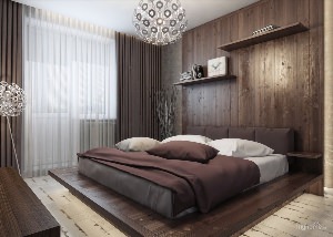 Интерьер спальни в коричневых тонах