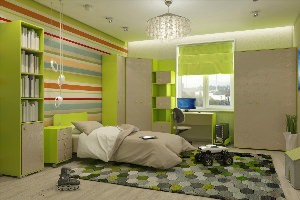 Желто зеленая детская комната